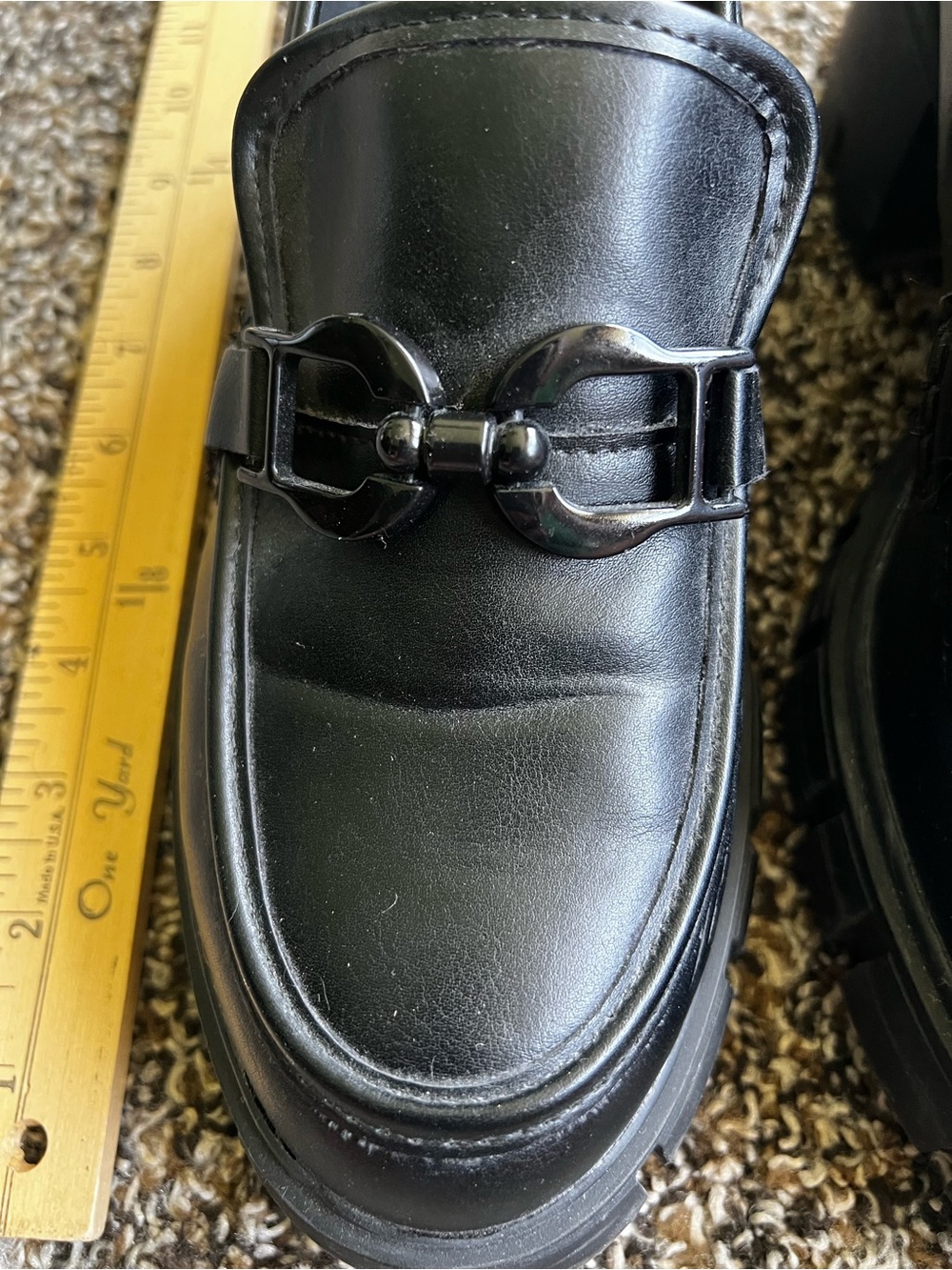 Madden Girl Black Platform Loafers with Metal Bit Accent - Picture 2 of 7